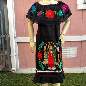 Virgin Mary embroidery- Mexican Girls Dress/Vestido Mexicano Virgen de Guadalupe
